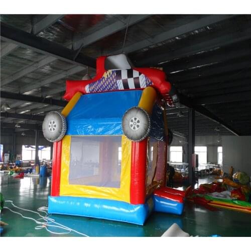 Inflatable Car shape trampoline kids jumping on play ground in amusement park center
