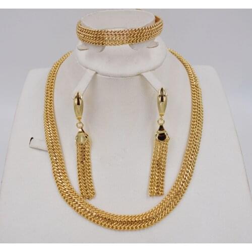 New High Quality Dubai gold big Jewelry Set Gold color Nigerian Wedding African Jewelry Sets Parure Bijoux Femme