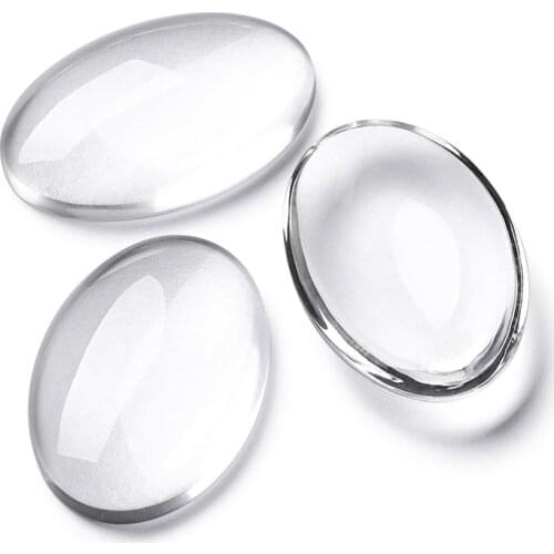 Oval Flat Back Clear Cabochons Transparent Glass for DIY Pendant Jewelry Making Components 14x10 18x13 25x18 30x20 35x25mm
