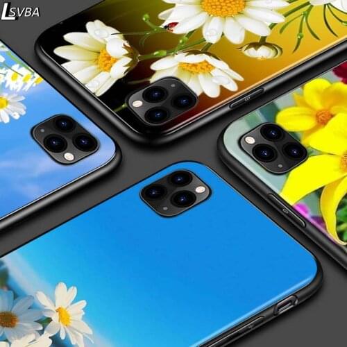 Sunflower Flower For iPhone 12 Pro Max Mini 11 Pro XS Max X XR 6S 6 7 8 Plus 5S Bright Black Phone Case