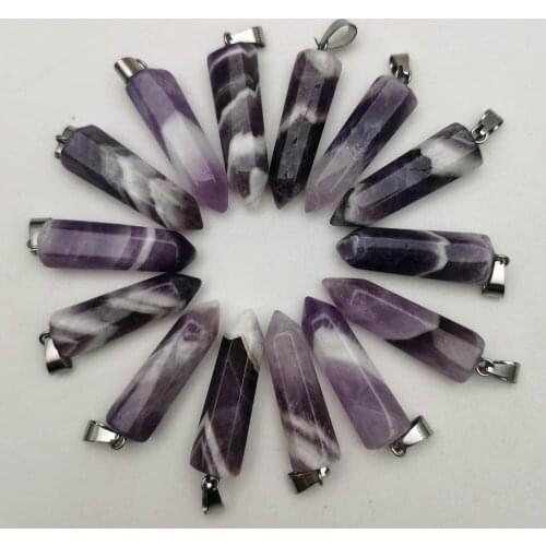 Fashion hot sale Natural amethyst Stone pendulum charm pendants for jewelry making 12pcs/lot Wholesale free shipping
