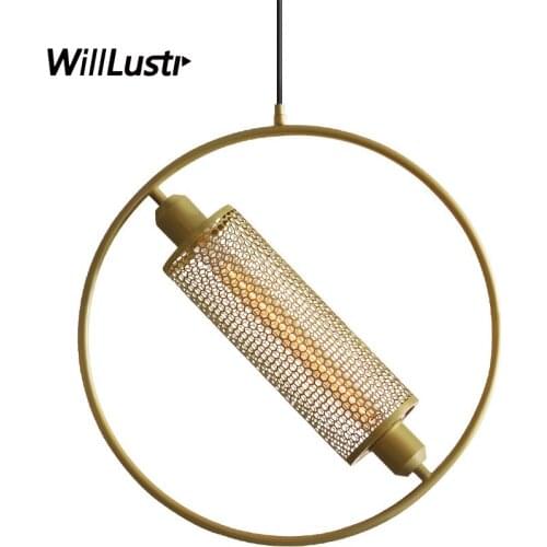 Industrial Iron Net Pendant Light Round Ring Suspension Lamp Dinning Room Hotel Restaurant Bar Cafe Creative Hanging Lighting