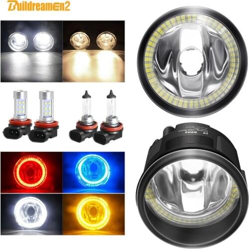Angel Eye Fog Light Assembly H11 Car Front Bumper Fog Lamp with Halo Ring DRL For Nissan X-Trail Tiida Juke Patrol Cube NV200