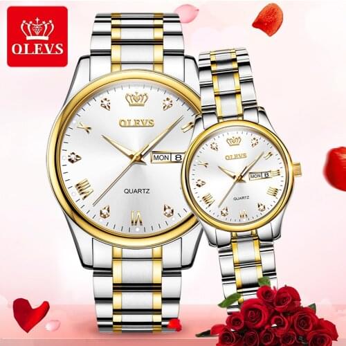 OUPINKE Luxury Lover Watches Fashion Stainless Steel Quartz Watch Men Women Dress Waterproof Couple Wristwatch Relojes Hombre