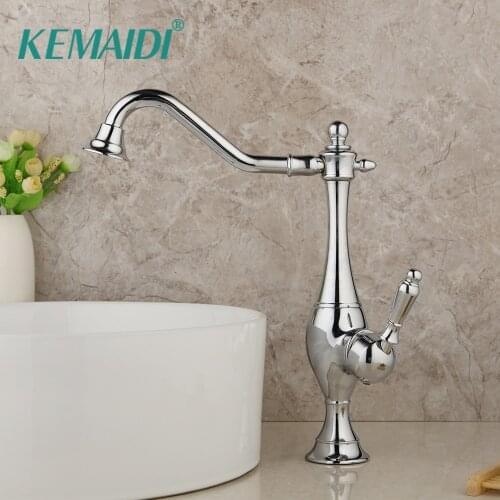 KEMAIDI Luxury Chrome Polish Kitchen Faucet Cold & Hot Mixer Tap Nickel Plated Sink Faucet Vegetable Washing Solid Brass Tap
