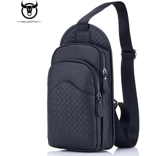 BULL CAPTAIN Men Shoulder Cross Body Bag Genuine Leather Bag Chest Pack famous brand trend Business Messenger Bags