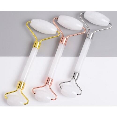 Face Care Massage Jade Roller Natural White Crystal Mineral Stone Neck Body Eye Massager Health Skin Beauty Scraper Guasha Detox