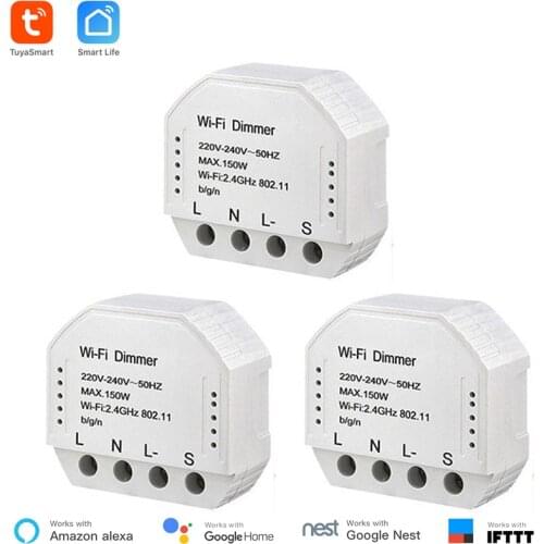 WiFi Dimmer 3 pieces Tuya Smart WiFi Dimmer Switch Module 150W Smart Switch Dimmer Work with Alexa Echo Google Home compatiable