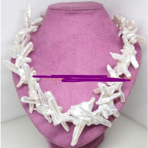 Xiuli 0015280 real white baroque cross pearl gem stone handmade strands necklace