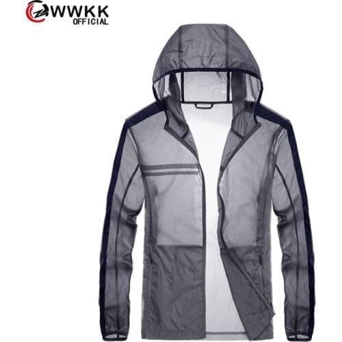 WWKK Sun Protection Mens Clothing Rain Jacket Waterproof Hiking Fishing Camping Clothes Softshell Thin Coat Quick Dry Outdoor