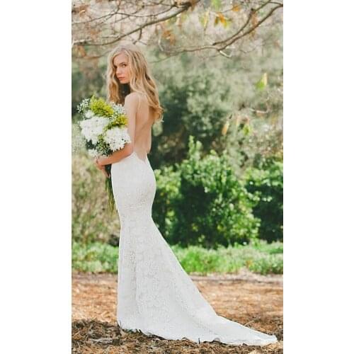 Vestido de noiva Gorgeous sexy backless Lace bridal gown 2018 Spaghetti Strap Sleeveless Mermaid Mother of the Bride Dresses