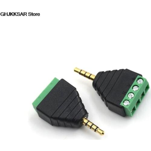 1pc Video AV Balun 3.5mm 4 Pole Stereo Male to AV Screw Terminal Stereo Jack 3.5 mm male 4 pin Terminal Block Plug connector