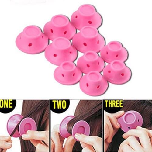 10 Pcs Silicone Hair Curly Hair No Clip Hair Care Reusable For Women Salon Home DIY Roll Hair Style Roller Curling Tool