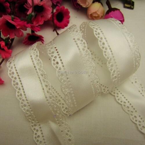 1410145,hot sale 30mm hollow Flowers solid satin ribbon, DIY handmade materials,Clothing accessories,Gift Wrapping