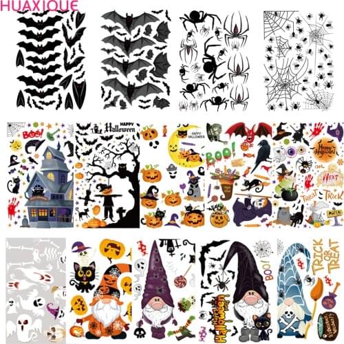 4 Pcs Funny Halloween No glue Lovely Stickers Waterproof Graffiti Sticker For Can Be Pasted On Smooth Material Surfaces Walls