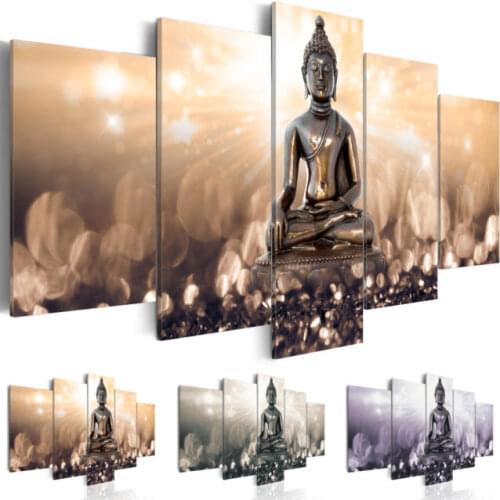 5 Panel/pieces Buddha statue modern wall posters Print On Canvas Art Painting For home living room decoration