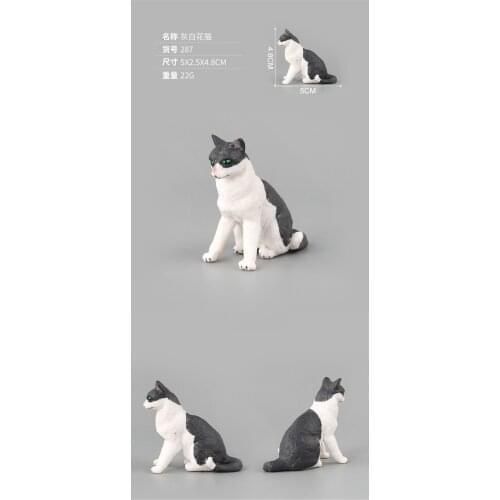 5cm 1pc Grey and White Lovely Little Cat Animal Models Figures Scene Accessories Cognitive Toys Gifts