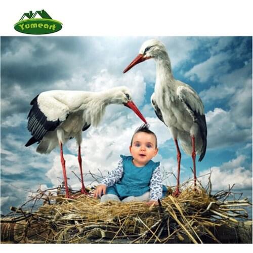 5D Diamond Painting Egret Animal and Kids Drill Paintings Diamond Embroidery Diy White Birds Icons Set for Embroidery Stitch
