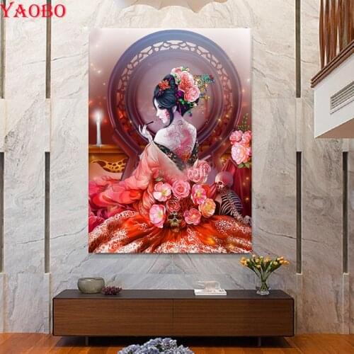 5d diamond painting Japanese Geisha Woman full square round drill mosaic 3d picture rhinestone embroidery diamond stickers decor