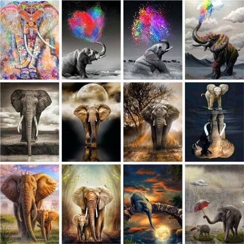Huacan 5D DIY Diamond Painting Elephant Diamond Mosaic Embroidery Animals Creative Hobbies Personalized Gift Home Decor