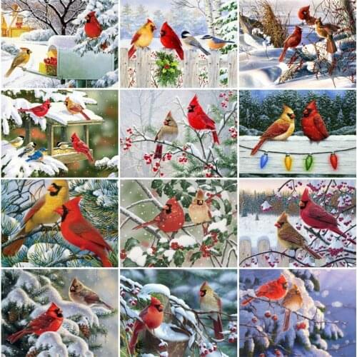 EverShine Diamond Painting Full Drill Square Winter Diamond Embroidery Animal Picture Bird Rhinestone Mosaic Wall Painting Decor