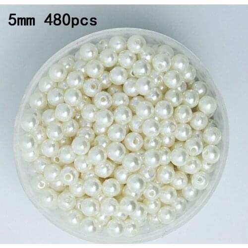 Free Shipping Size 5mm 480pcs White/Ivory Color ABS Imitation Pearls Beads, Making jewelry diy beads, Jewelry Handmade necklace