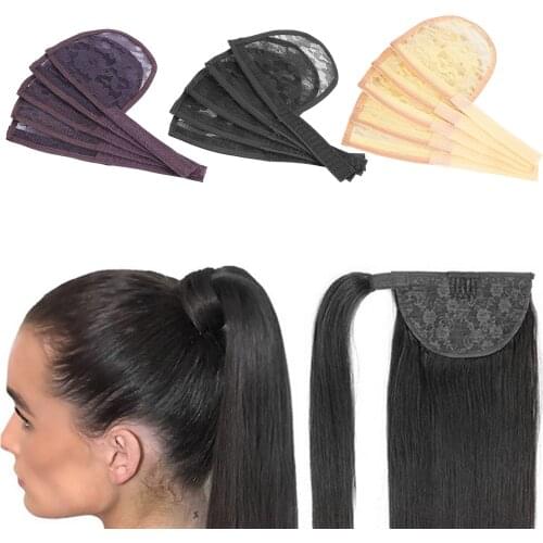 Large Stretchy Hair Net for Ponytail Ponytail Net with Adjustable Strap Ponytail Extension Base Hair Accessory