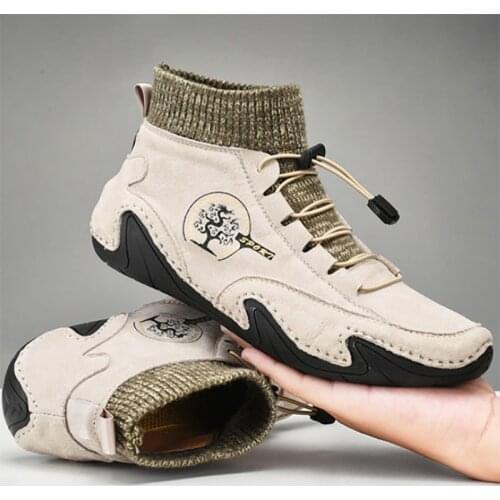 2020 Men Winter Boots Fashion Leather Boots Men Autumn Winter Snow Casual Shoes Men Outdoor Light Ankle Antislip Warm Zapatos