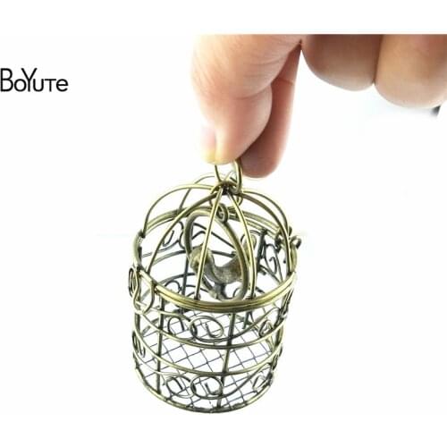 BoYuTe (5 Pieces/Lot) 40*73MM Vintage Charms Antique Bronze Zinc Alloy Bird Cage Metal Pendants for Jewelry Accessories Diy