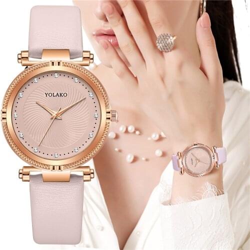 Luxury Fashion crystal Women Watches High Quality Woman Quartz Watch Simple Ladies pink Leather Wristwatches Relogio Feminino