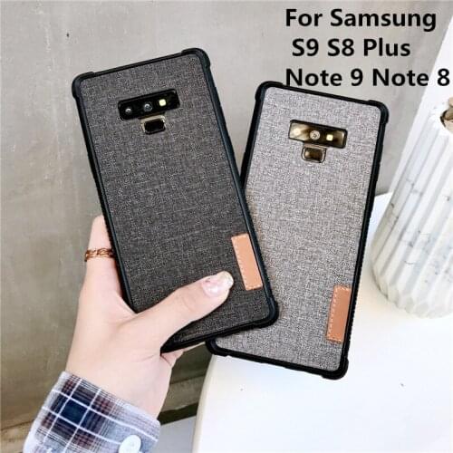 KQJYS Business Silicone Back Cover For Samsung Note 9 Note 8 Case Retro Canvas Fabric Case For Samsung Galaxy S9 S8 Plus Case