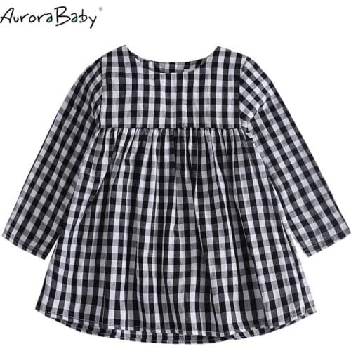 AuroraBaby Childrens Dress Kids Baby Girl Autumn Winter Dress Casual Plaid Christmas Dress Fleece Infant Girls Clothes Tutu
