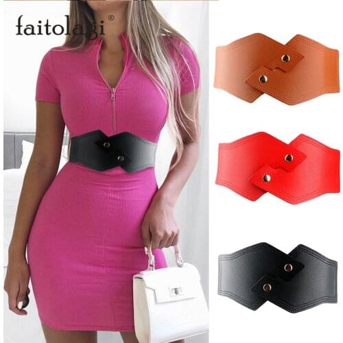 Elastic Nylon Wide Corset Belt Strap Brown Red Black Ladies Dress Belt 2020 New Designer T-shirt Down Coat Women Waist Belt