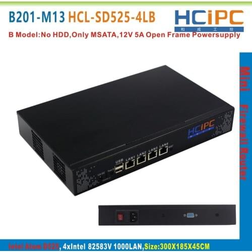 HCiPC B201-M13 HCL-SD525-4LB, ATOM D525 82583V 4LAN Mini Firewall Barebone,4LAN Mini Router,Mini PC,4LAN Motherboard