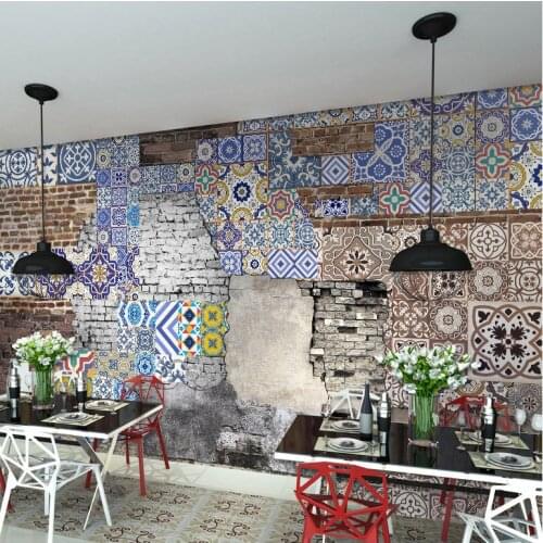 Tuya Art American vintage pattern collage poster mural wallpaper for living room bedroom free shipping discount