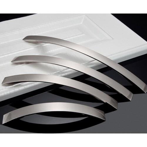 Brushed Silver Aluminum Alloy Kitchen Door Handles Cabinet Handles Drawer Knobs Wardrobe Door Handles Modern Style
