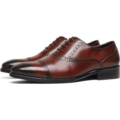 Fashion Black / Deep Brown Pointed Toe Business Shoes Genuine Leather Dress Shoes Mens Formal Prom shoes