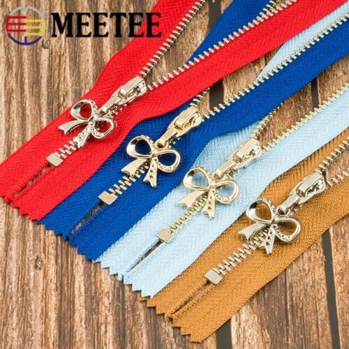 5pcs Meetee 3# 15/18/20/25/30cm Metal Zippers Gold Silver Close-end Zipper for Jacket Pocket Bags DIY Garment Sewing Accessories