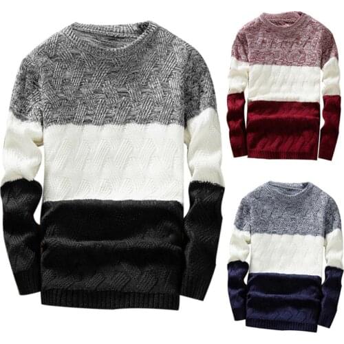 Mens Knitted Sweater Autumn Winter Casual O-Neck Striped Slim Knittwear Mens Sweaters Pullovers Jumper Pull Homme Clothes