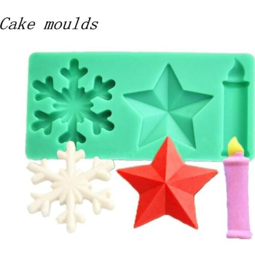 Wholesale Silicone mold K341 snowflake Candle pentagram shape Fondant cake mold clay mold