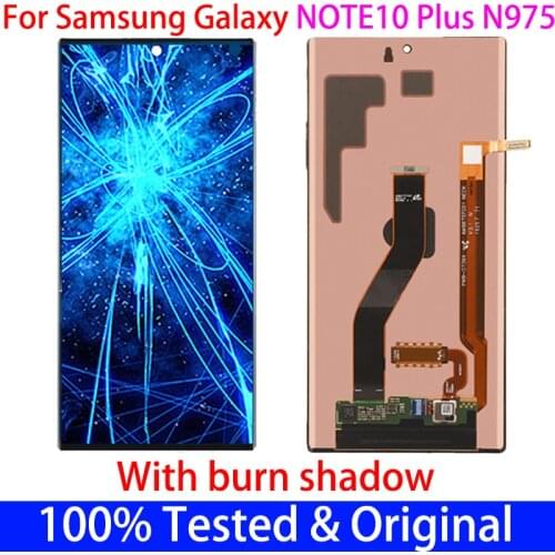 ORIGINAL AMOLED For Samsung Galaxy Note 10 N970F LCD note10 plus N975 N9750 LCD Display Touch Screen Digitizer With a line Parts