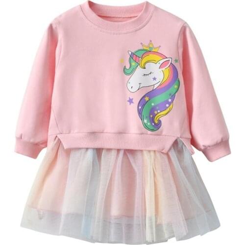 Baby Girls Unicorn Dress Vestido children Clothes Christening Birthday Dress Long Sleeve Kids Girl Casual Princess Dress Autumn