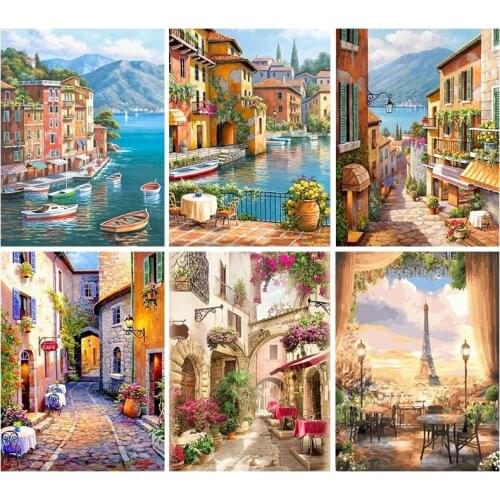 Basis DIY HandPainted Oil Painting Painting By Numbers landscape Custom Picture Colouring Wall Decor Gift