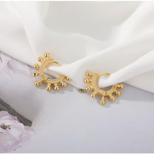 Baroque Style Earring Round Bead Stainless Steel Ear Rings Women Modern Female Glamour Boho Gift Elegant Bridal Jewelry kolczyki