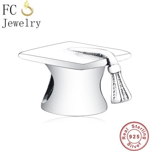 FC Jewelry Fit Original Brand Charm Bracelet Authentic 925 Silver Graduation Mortarboard Hat Beads For Making Student Berloque