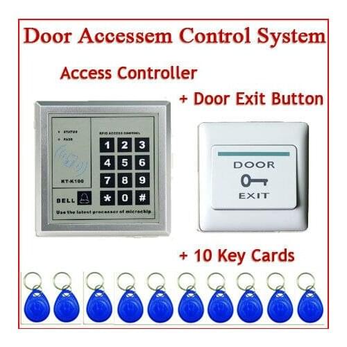 Freeshipping Access Control System with Door Exit Push Button Switch 10 key rfid id card