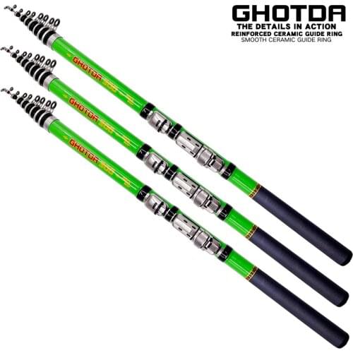 GHOTDA High Quality Super Light Hard Carbon Fiber Telescopic Fishing Rod Freshwater RockPole 1.5/1.8/2.1/2.4/2.7/3.0M