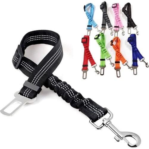 Pet Supplies Car Seat Belt Dog Seat Belt Dog Leash Vehicle Belt Adjustable Cushioning Elastic Reflective Safety Rope for Dog Cat