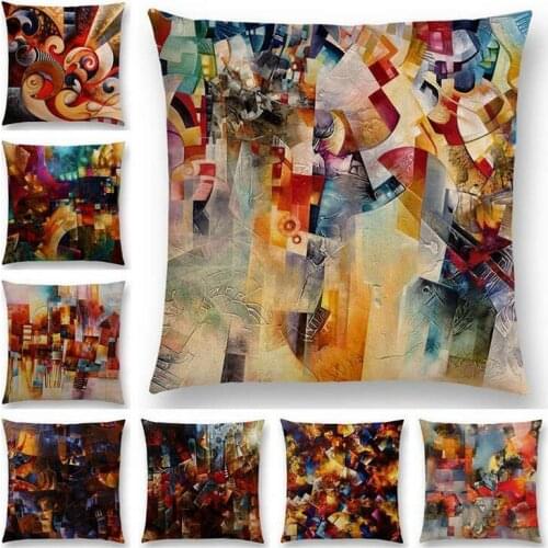 Hglegywart Street Cotton Linen Pillow Case Waist Throw Cushion Case Home Soft Room Gifts Single Sides Printing