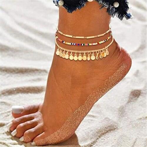 Vintage Punk Tassels Beads Multilayer Anklets for Women Leg Necklace Handmade Bohemian Jewelry Sandals Gift